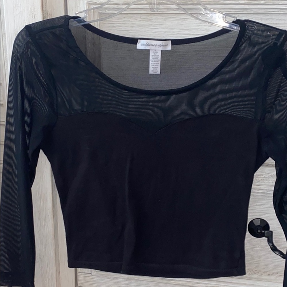 Black See through Crop Top